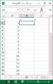 Die Datei temp001.csv in Excel Die Datei temp001.csv in Excel